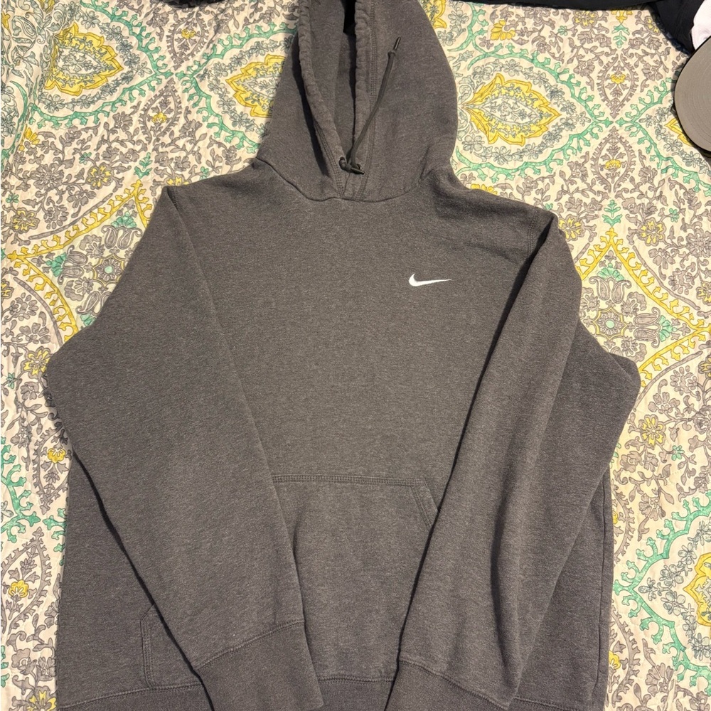 Nike Dark Gray Pullover Hoodie with White Swoosh